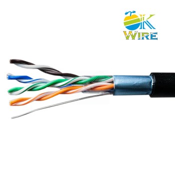 Кабель сетевой OK-WIRE FTP cable Cat5e. 4*2*0,51mm, трос 1мм, для внешних работ