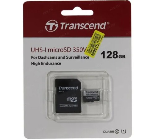 Карта памяти MicroSD 128GB Class 10 U1 Transcend TS128GUSD350V