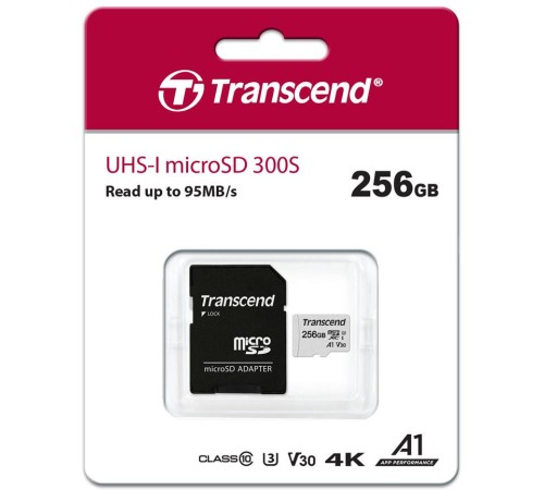 Карта памяти MicroSD 256GB Class 10 U3 A1 Transcend TS256GUSD300S-A