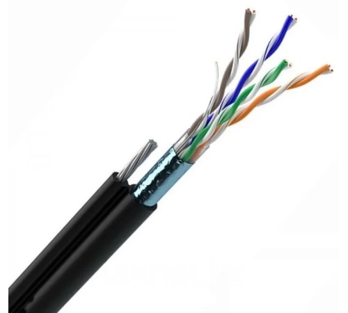 Кабель сетевой OK-WIRE FTP cable Cat5e. 4*2*0,51mm, трос 1мм, для внешних работ