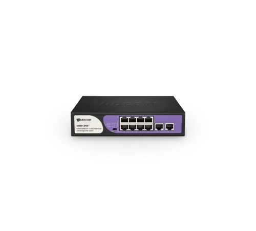 Коммутатор BDCOM, S1000-8P2F, Неуправляемый 8 портов PoE+ (90W) 10/100М RJ45, 2 порта 10/100М