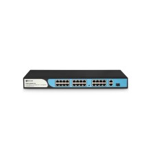 Коммутатор, BDCOM, S1200-24P2G1S-370, Неуправляемый, 24 порта PoE+ (370W) 10/100M RJ45, 2 порта 10/1